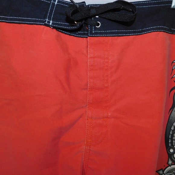 Quiksilver Mens 38 Unlined Orange Black Gray Board Shorts - Picture 3 of 9